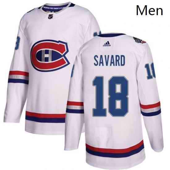 Mens Adidas Montreal Canadiens 18 Serge Savard Authentic White 2017 100 Classic NHL Jersey